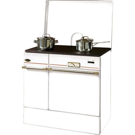 Godin – Cuisinière à bois 10,5 kW – Habillage acier blanc – Four émaillé convection – Bûche 50 cm – Rdt 76,4% – 240163BLANC (1/3)