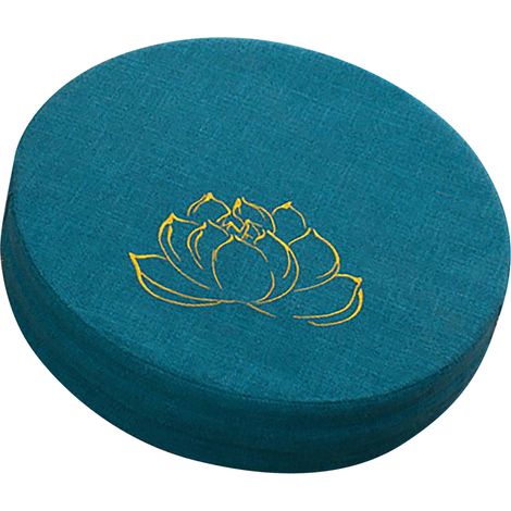 Coussin de méditation rond en mousse dure, coton et lin lavable et amovible, tapis de sol confortable pour balcon, salon, tatami, bleu lac (1/5)