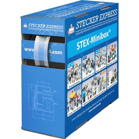 STEX24 Schrumpfschlauch 2:1, Minibox mit 9,6m, transparent 12,7/6,4mm, 1/2 Zoll, WSB2 Schrumpftemperatur mind. 95°C, vollständig bei mind. 105°C - 1 Stück (1/2)