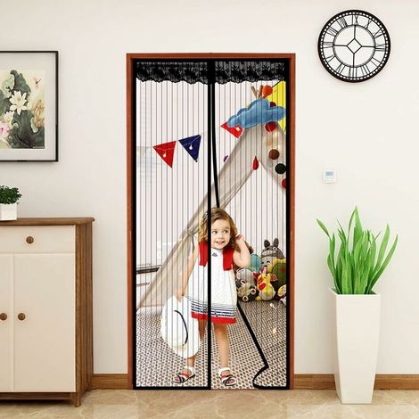 Moustiquaire Magnétique Pour Porte - 100 X 210 Cm - Anti-Moustiques - 18 Paires D'Aimants À Fermeture Automatique Et Ruban Adhésif Intégral Pour Balcon, Terrasse, Salon (1/4)