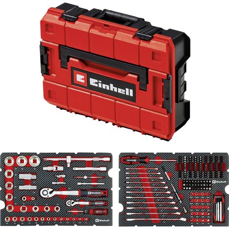 Original Einhell E-Case 201-tlg. Werkzeugkoffer Mechanik (Allrounder, Bit-Zubehör, Stecknuss-Set, Umschaltknarren, Gabel-Ringschlüssel, Sechskant-Stiftschlüssel, Systemkoffer) (1/5)