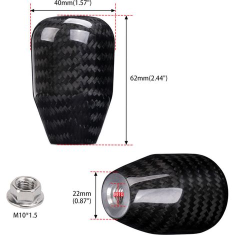 Pièces de modification automobile, pommeau de levier de vitesse à 5 rapports, boule de levier de vitesse en fibre de carbone, M101,5, 5 vitesses - un paquet de boules de levier de vitesse en fibre de