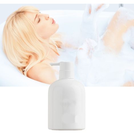 Minimalistische Flasche mit großem Fassungsvermögen (500 ml) für Lotion, Shampoo, Duschgel, Handseife, mit Pumpspender, weiß. (1/5)
