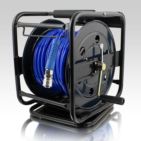 Bituxx 30 Meter Manuelle Druckluft Schlauchtrommel Trommel Aufroller 30m mit Kurbel 1/4 Zoll Anschluss