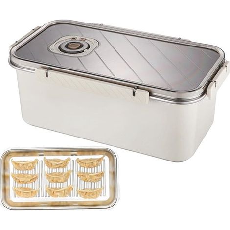 Caja para congelar dumplings，caja de almacenamiento para dumplings，Organizador de acero inoxidable para refrigerador，Contenedores para dumplings (1/5)