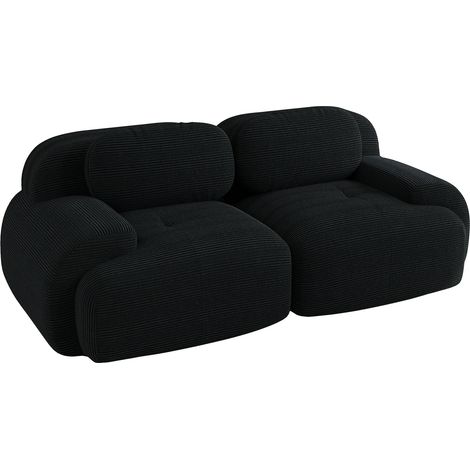 Divano loveseat modulare in velluto a coste nero con braccioli curvi e base antiscivolo MODENUIT (1/5)