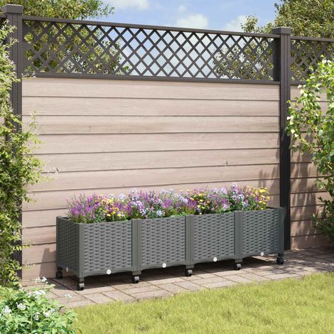 vidaXL Jardinière avec Roues Gris clair 160 x 40 x 48 cm PP (1/5)