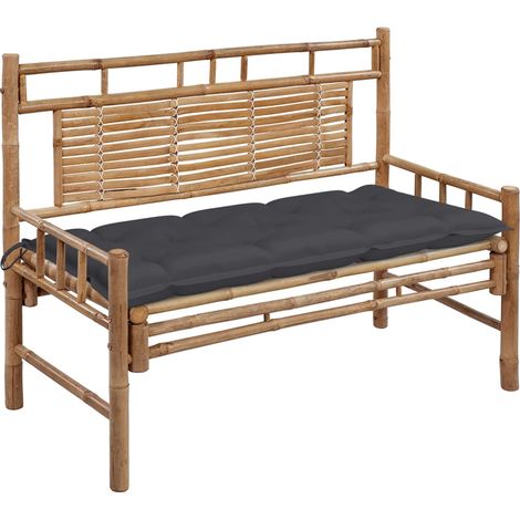 Gartenbank mit Auflage 120 cm Bambus