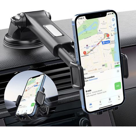 Soporte para teléfono de coche [Venda súper potente] Soporte para teléfono de coche con ventosa Accesorio para coche Soporte giratorio de 360 grados para parabrisas y salpicadero para iPhone y Android (1/5)