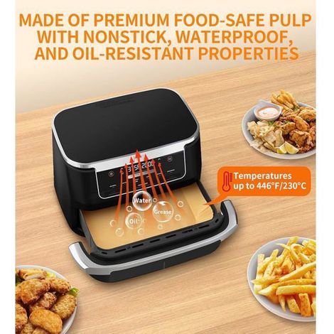 Papier Cuisson - Pour Friteuse À Air Dual Zone 10,4 L - Sulfurisé Alimentaire Non Collant - 150 Pièces (1/5)