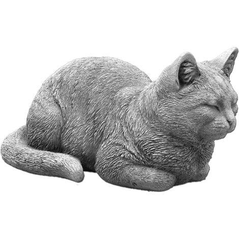 Figure en pierre massive chat décorative – Béton reconstitué résistant au gel jusqu'à -30°C – Pour intérieur et jardin – 14 cm