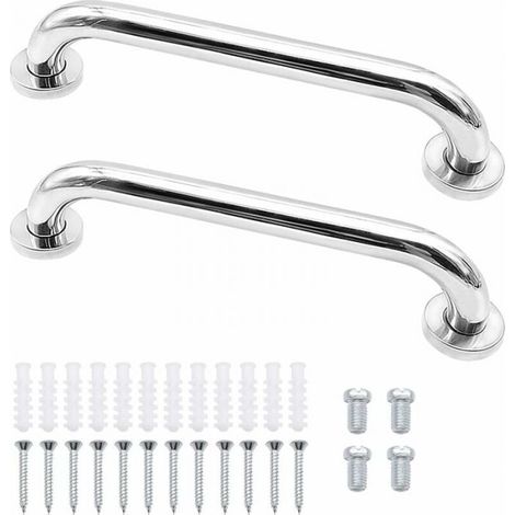 2pcs Bathroom Grab Bar Wall Mounted Safety Bars，Stainless Steel Anti-Slip Grab Bar (1/5)