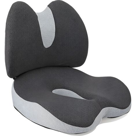 Cojín para silla de oficina, diseño ergonómico, soporte antiestrés, color negro. (1/2)