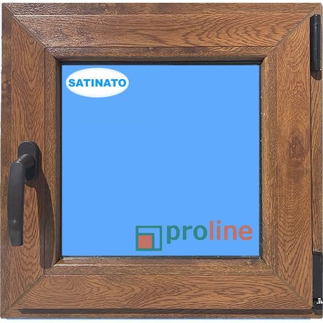 Finestra in PVC L500 mm x H500 mm  Rovere Dorato, Oscillo-battente apertura a destra vetro satinato (1/4)