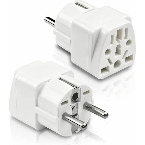 2Pcs Adaptateur Prise Universelle, World to France Plug Adapter Adaptateur Anglaise vers France, Adaptateur USA vers France, pour Europe, Americaine, Chine, Australie, Japon, Italie, Suisse (1/5)