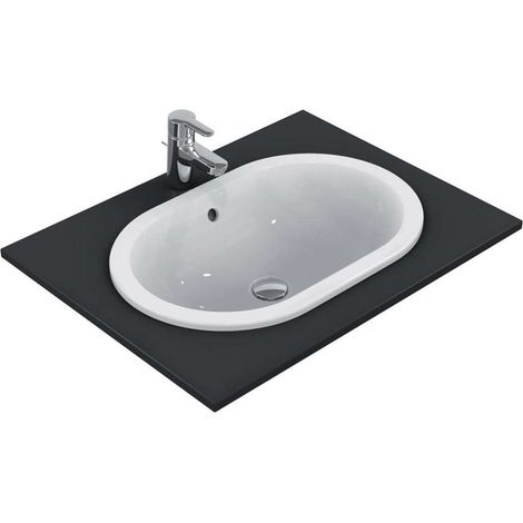 Lavabo da incasso IS Connect, ovale, senza foro, con sifone, 620x410x175mm, bianco (1/3)