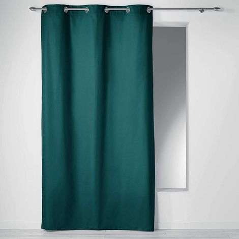 Rideau à œillets 100 % coton Panama Vert emeraude 140x240 cm (1/8)