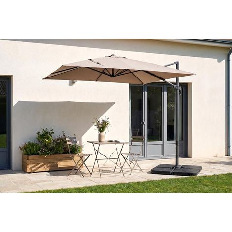 Ampelschirm 2,5 x 2,5 m NAVAGIO aus Aluminium - 360° drehbar und neigbar - Taupe