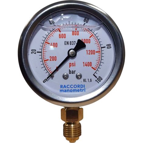 Manómetro radial de baja presión MG1-63, 100 bar, rosca de 1/4". (1/5)