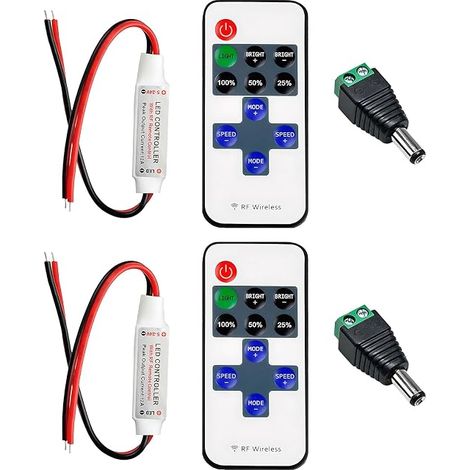 2 x 12 V LED Strip Regulator for Monochrome LED Strips 5050/3528/2835/5630, Brightness Controller with 12 V LED, Wireless Remote Control Socket, LED Remote Control (1/5)