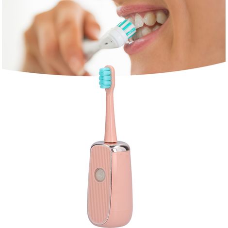 U-förmige elektrische Ultraschallzahnbürste, tragbare elektrische Zahnbürste, USB-aufladbar, rosa. (1/5)