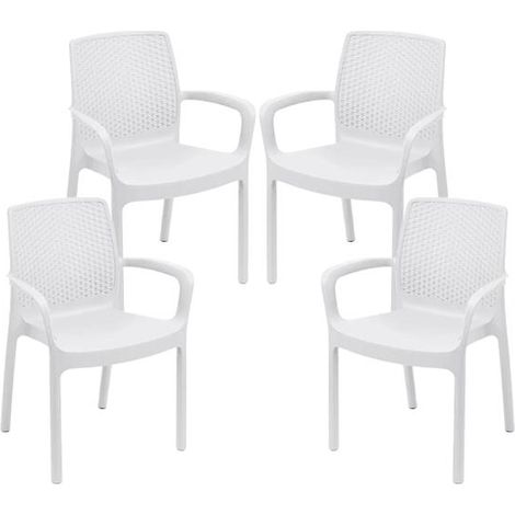 SET 4 PZ POLTRONA REGINA DA ESTERNO IN RESINA IN COLORE BIANCO (1/4)