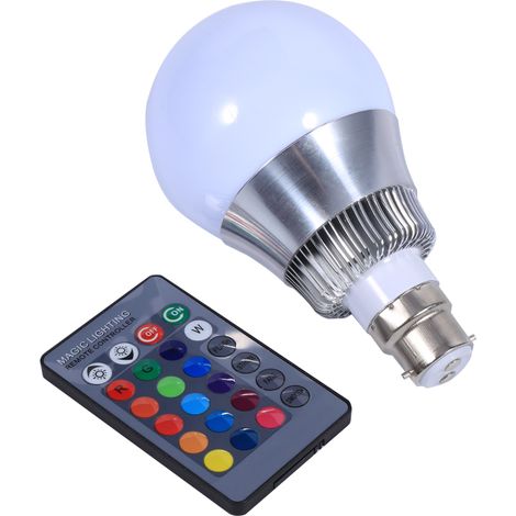 Ampoule LED RGB - Base B22 - 16 Couleurs Dimmable - Télécommande Incluse - 85-265V - Lot De 1 (1/5)