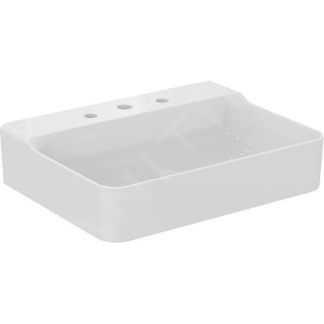 Ideal Standard Conca Ceram - Lavabo 600x450 mm, sans trop-plein, 3 trous pour robinet, blanc T379101 (1/5)