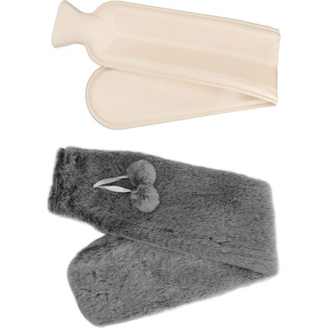 Bouillotte de 2000 ml en caoutchouc peluche anti-explosion pour l'hiver (1/5)