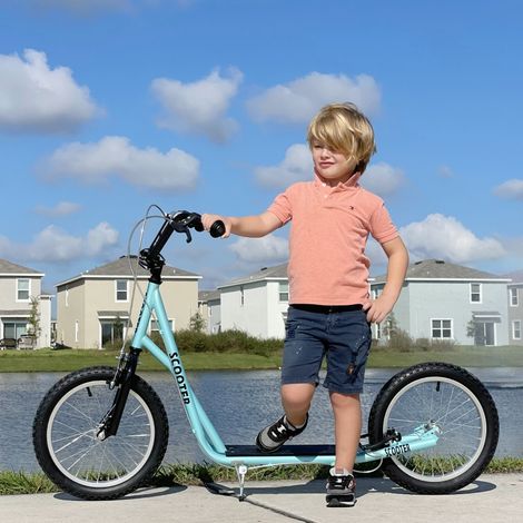 Kinderscooter mit Bremse höhenverstellbar Leichtbau Hellblau (1/5)