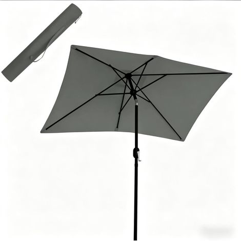 Sombrilla de exterior para balcón y jardín 206 x 135 x 234 cm de metal y poliéster gris oscuro (1/5)