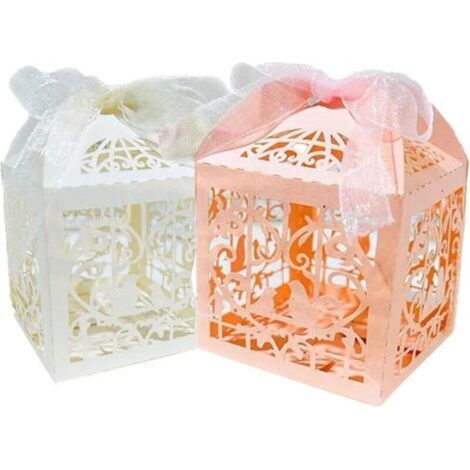 50 Pièces Boite Bonbons Mariage, Boîte à Bonbons en Papier Creux, Beige Boite de Bonbons, Papier Boite Bonbons Coffret Cadeaux, pour Mariage, Baptême, Fête Prénatale, Anniversaire (1/5)