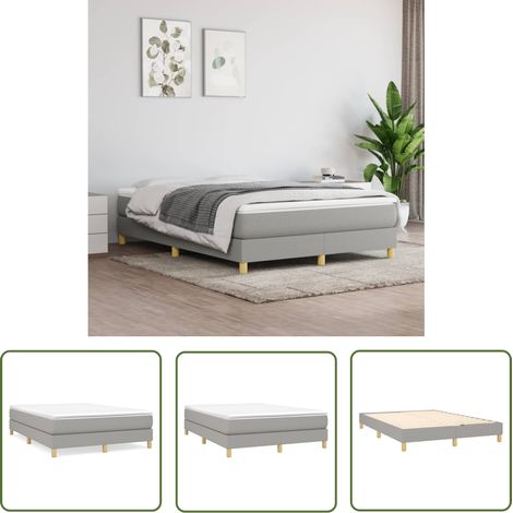 The Living Store Boxspringbett mit Matratze Hellgrau 140x190 cm Stoff - Boxspringbett - Doppelbett - Bettenrahmen - Matratze - Matratzenauflage (1/5)