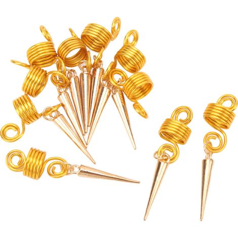 10 perles dreadlocks dorées tendance pour la création de bracelets, colliers et autres bijoux de coiffure. (1/5)