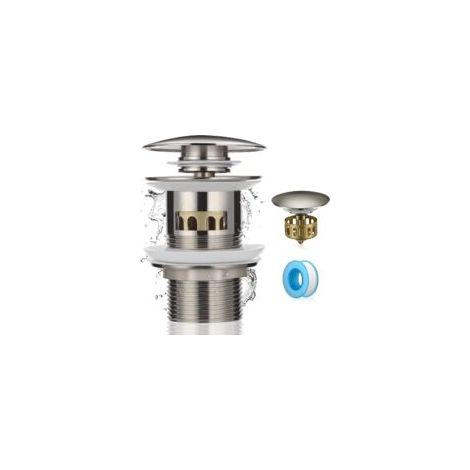 Tappo di scarico universale per lavabo, filtro di scarico per lavabo, tappo di scarico senza troppopieno, tappo di scarico cromato per lavabo da appoggio senza troppopieno, lavabo da bagno - Crezuo