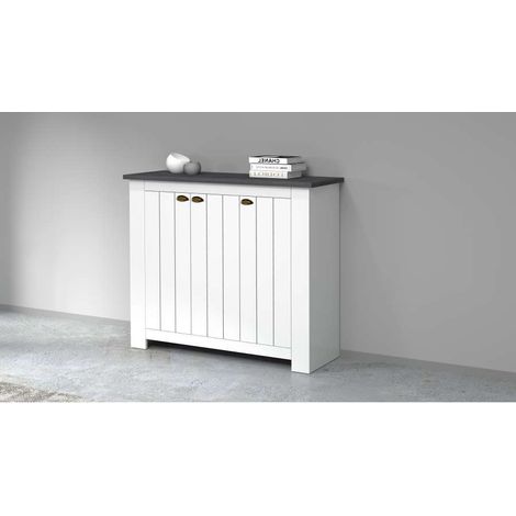 Armadio scarpiera ingresso bianco stile classico 3 ante legno Jarret - Nero (1/5)