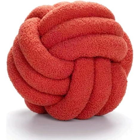 Coussin rond décoratif à nœud - Décoration de salon - Tissé à la main - 22 cm - Rouge (1/5)
