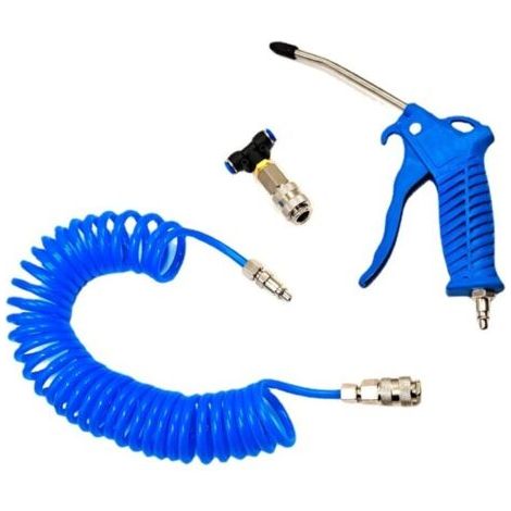 Soufflette à Air Comprimé, Pistolet de Soufflage d'air avec Tuyau Air Comprimé de 5 Mètres, Kit de Nettoyage de Pistolet à Air, avec Connecteur en T, pour Camion, Fourgonnette, Camion Lourd (1/5)