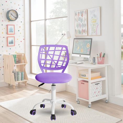 Chaise de Bureau Colourée, Siège Ergonomique Pivotante à Hauteur Réglable pour Ordinateur, roulettes à 5 Branches, Chaises et Tabourets à Domicile, Siège de Travail, Macaron Violet (1/2)