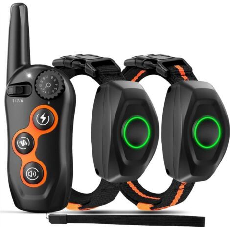 2 collier anti-aboiements rechargeable pour chien, portée de la télécommande : 400 m, 3 modes de dressage : bip, choc, vibration, étanche (1/5)