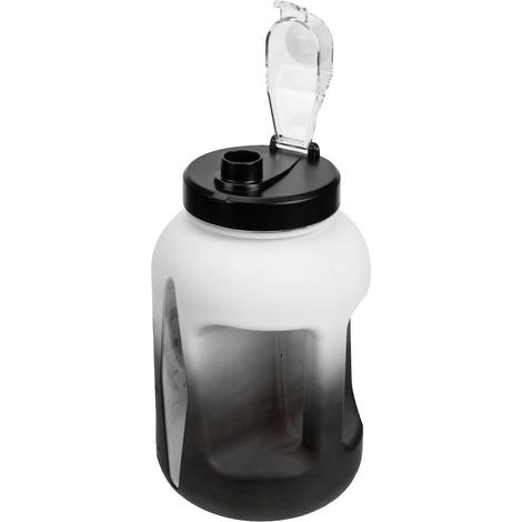 Bouteille d'eau noire grande capacité compatible avec les gourdes de sport et les rangements. (1/5)