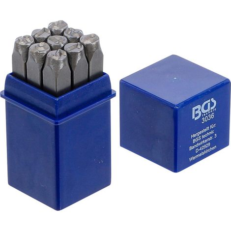 Set 9 Punzoni numeri per marcatura BGS - Cifre 6 mm