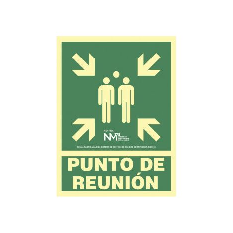 Panneau d’évacuation « Point de rencontre » Classe B (PVC 0,7mm), 22,4x30cm E3/08956
