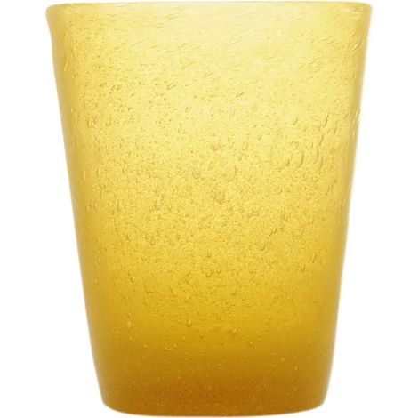 Buntes tumbler-glas in gelb popcorn, 7,8 cm Durchmesser, 10 cm hoch, 0,25 l