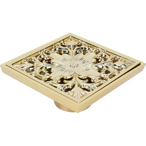 Kit de siphon de sol pour toilettes, désodorisant, anti-obstruction, crépine d'égout, accessoire de salle de bain, couleur or, 10 x 10 cm (type peu profond).