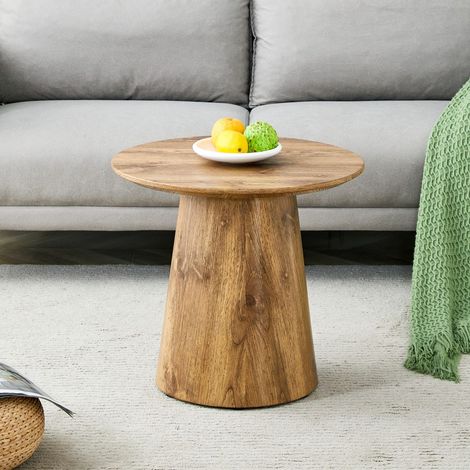 Bout de canapé rond effet bois naturel - Ø50x48cm - Table d'appoint en MDF avec patins feutre - Style scandinave - Naturel (1/5)