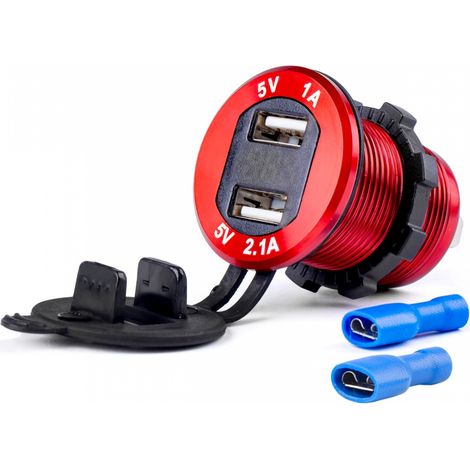 Wasserdichtes Ladegerät mit Spannungsprüfer 2x USB 12V 24V MOD-11 amio-02861 (1/5)