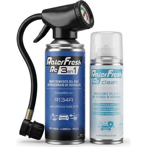 Gas Refrigerante Ralerfresh RC 3en1 400ml para sistemas con R134A con Manómetro y RcClean