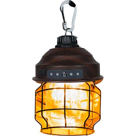 Wiederaufladbare Vintage-LED-Campinglaterne, tragbare Outdoor-Lampe mit Karabinerhaken für Zelt und Wanderungen (1/5)