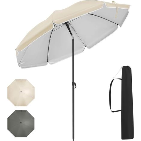 WOLTU Ombrellone da Giardino con Regolabile in Altezza e Testa Inclinabile, φ135cm, Beige